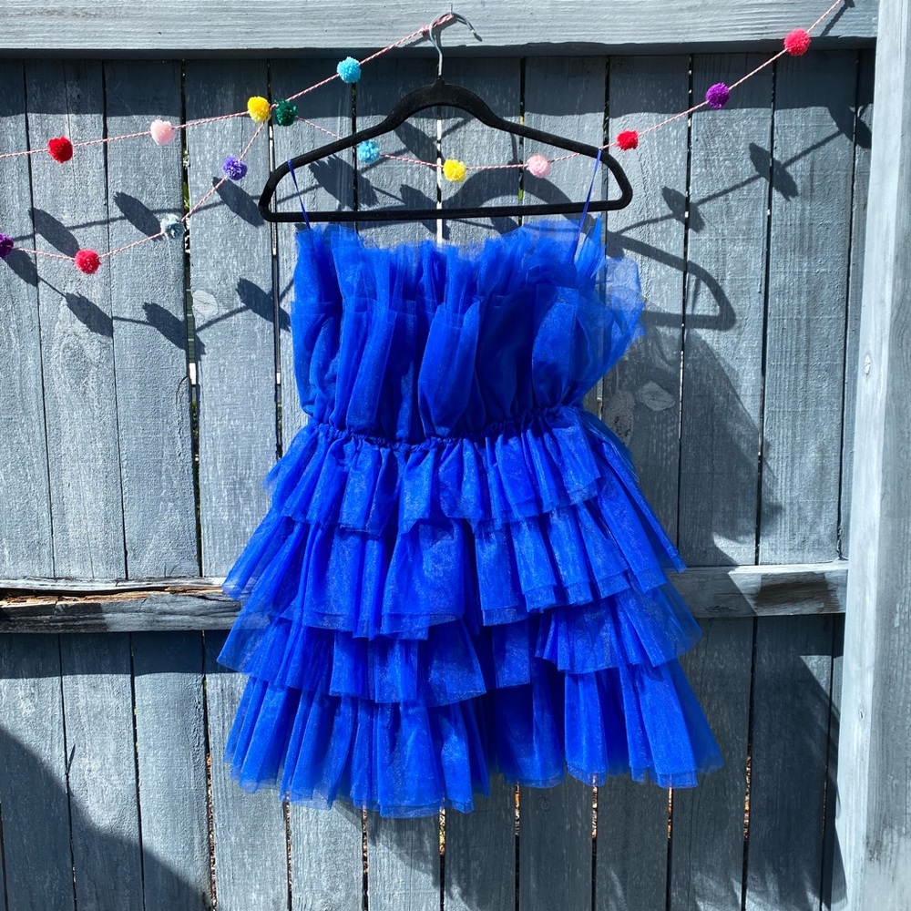 Blue Tulle Mini Dress